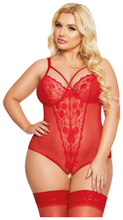 Боди с кружевом Amanda красный XXL SoftLine