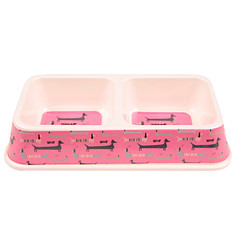 Двойная миска для кошки Bobo, пищевой пластик, розовый, 330 л Bo&Bo