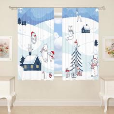 Шторы для кухни рис. 17 145х160см-2 шт., габардин, п/э 100% Сирень