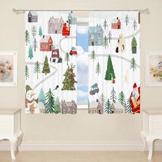 Шторы для кухни рис. 19 145х160см-2 шт., габардин, п/э 100% Сирень