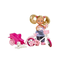 Кукла EVI 5730783029 на велосипеде с собачкой Simba