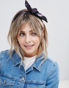 Повязка на голову с проволокой и геометрическим принтом молний ASOS DESIGN-Черный