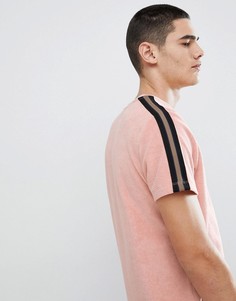 Розовая футболка с отделкой лентой на рукавах ASOS DESIGN-Розовый