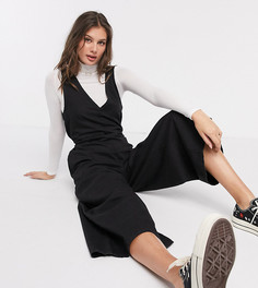 Черный джинсовый комбинезон с V-образным вырезом ASOS DESIGN Tall