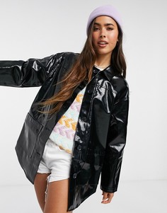 Черная виниловая куртка ASOS DESIGN-Черный