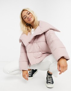 Розовый асимметричный пуховик ASOS DESIGN