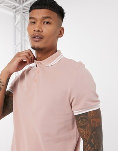 Розовая футболка-поло с кантом ASOS DESIGN-Розовый