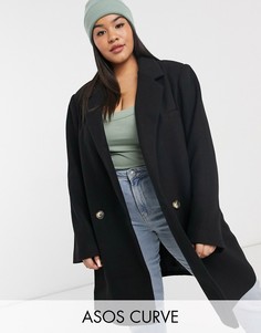 Черное пальто ASOS DESIGN Curve-Коричневый