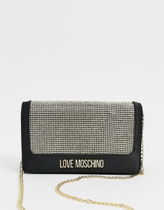 Черная сумка через плечо со стразами Love Moschino-Черный