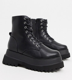 Черные ботинки для широкой стопы на массивной подошве ASOS DESIGN-Черный