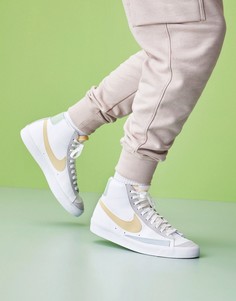 Белые кроссовки в стиле колор блок Nike Blazer Mid 77 Vintage-Белый