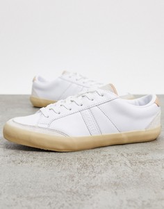 Бело-бежевые замшевые кроссовки Lacoste-Белый