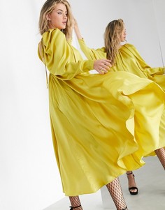 Атласное платье миди горчичного цвета ASOS EDITION-Желтый