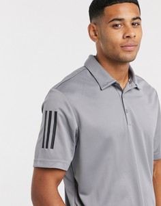 Серое поло с тремя полосками adidas Golf-Серый
