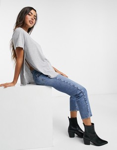 Серая меланжевая футболка с закругленным краем ASOS DESIGN-Серый