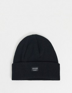 Черная вязаная шапка-бини Jack & Jones-Черный