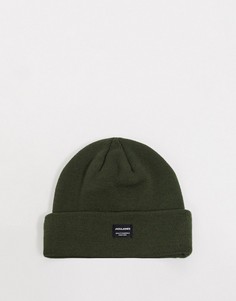 Зеленая вязаная шапка-бини Jack & Jones-Зеленый