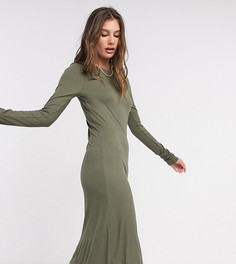 Платье миди в рубчик цвета хаки Noisy May Tall-Зеленый