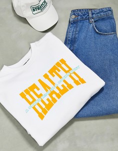 Oversized-свитшот с надписью на груди ASOS DESIGN-Белый
