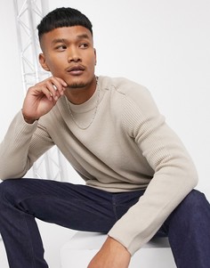 Бежевый джемпер с круглым вырезом Bershka