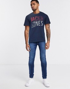 Футболка с принтом Jack & Jones-Темно-синий