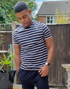 Темно-синяя футболка в полоску Brave Soul-Зеленый