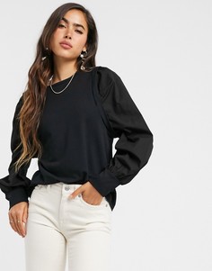 Черный трикотажный топ с пышными рукавами Vero Moda