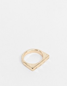 Эксклюзивное квадратное кольцо с кованным эффектом Vero Moda-Золотой