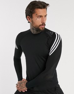 Черный лонгслив с 3 полосами adidas Training alphaskin