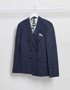Приталенный двубортный пиджак Harry Brown-Темно-синий