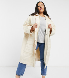 Парка кремового цвета в стиле oversized с контрастными швами ASOS DESIGN Curve-Кремовый