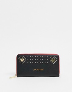 Черный кошелек с отделкой заклепками Love Moschino