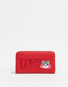 Красный кошелек с логотипом "love" Love Moschino