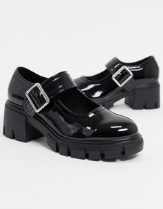 Черные туфли с ремешком на массивной подошве ASOS DESIGN-Черный