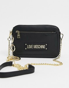 Черная сумка через плечо с брелком Love Moschino-Черный