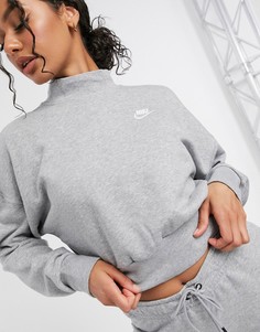 Серый короткий свитшот Nike Еssentials