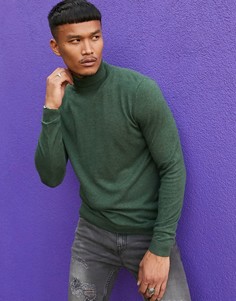 Хлопковая водолазка цвета хаки ASOS DESIGN-Зеленый