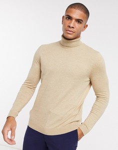 Хлопковый джемпер табачного цвета с высоким воротником ASOS DESIGN-Коричневый