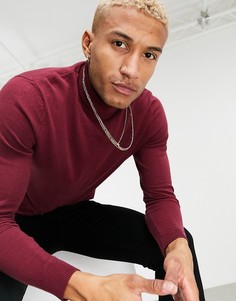 Хлопковый бордовый джемпер с высоким воротом ASOS DESIGN-Красный