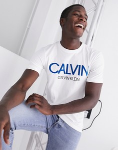 Белая футболка с контрастным логотипом Calvin Klein-Белый