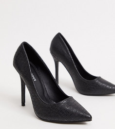 Черные туфли-лодочки для широкой стопы с крокодиловым рисунком Glamorous-Черный
