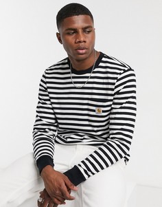 Черный лонгслив в полоску Carhartt WIP