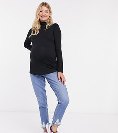 Черный лонгслив с высоким воротником ASOS DESIGN Maternity