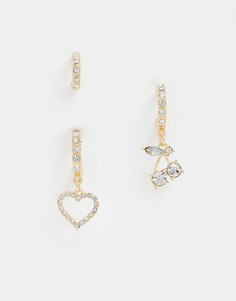 Набор из 3 золотистых серег с подвесками ASOS DESIGN-Золотой