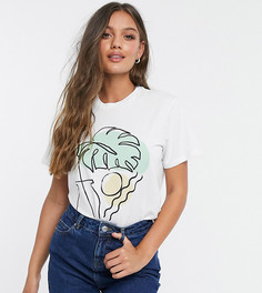 Футболка с принтом ASOS DESIGN Petite-Белый