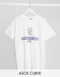 Белая футболка с принтом "NYC athletics club" ASOS DESIGN Curve-Серый