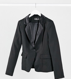 Черный пиджак с лацканами из ткани под атлас Missguided Tall