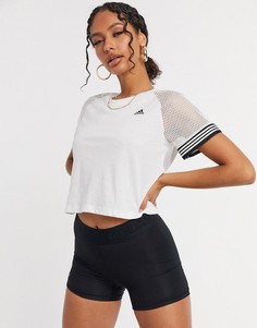 Белая футболка с контрастной отделкой adidas training-Черный