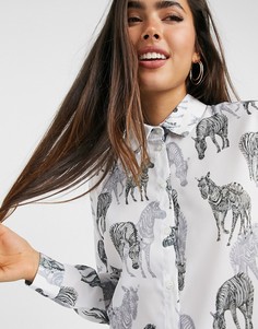 Рубашка с длинными рукавами и принтом "зебра" ASOS DESIGN-Мульти