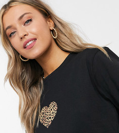Свободная короткая футболка с леопардовым сердцем Wednesdays Girl-Черный